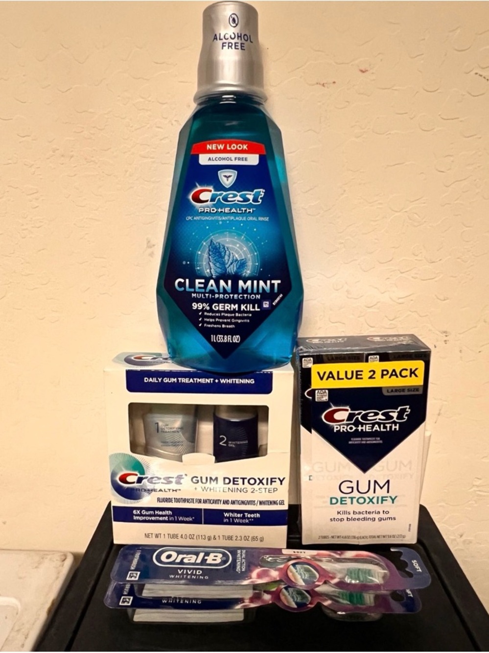 Crest Pro-Health Clean Mint Mouthwash and Gum Detoxify Oral Care Bundle for $22